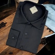 Eren Style Linen Keten Klasik %100 Cotton Uzun Kollu Terletmeyen Siyah Gömlek (Slim Fit)