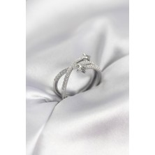 Nemere Gümüş Renk Zirkon Taşlı Halley Model Kadın Yüzük - TJ-BYK3970