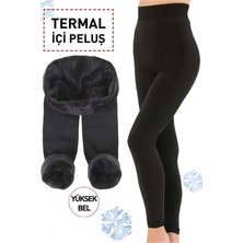 Tusebu Termal Içi Peluş Yüksek Bel Kışlık Toparlayıcı Kadın Tayt – Siyah