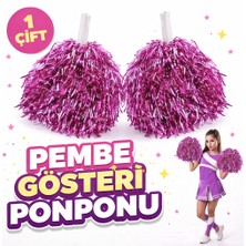 Nemere 1 Çift ( 2 Adet ) Pembe Renk 23 Nisan 19 Mayıs 29 Ekim Okul Gösteri Ponponları