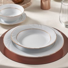 6'lı Soprano 19 cm Çukur Yemek Tabağı, Mat Altın Yaldız Tasarım