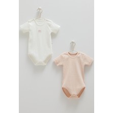 Caramell Basıc Kaşkorse Yarım Kol Kız Ikili Body - Ekru - 74-80 cm Ekru