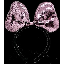 MiraLive Renk Değiştiren Pullu Payetli Fiyonk Parti Tacı Pembe Gümüş Renk 20X16 cm