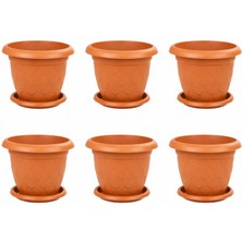 Omnipazar SO-D007 Damla Desen Tabaklı Saksı Takımı 8 Litre No:7 Kiremit 6 Adet