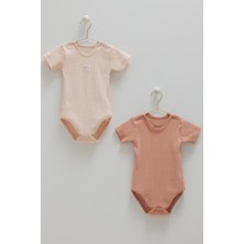Caramell Basıc Kaşkorse Yarım Kol Kız Ikili Body - Pudra - 86-92 cm Pudra