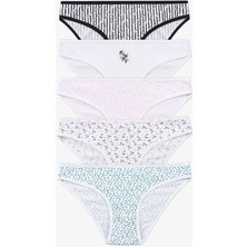 Tusebu 5'li Kadın Pamuklu Bikini Külot Seti Desenli Karışık Renk