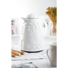 1 Lt Isı Yalıtımlı Çay ve Soğuk Su Termosu Beyaz (12 Saat Sıcak Tutar& Içi Camdır)