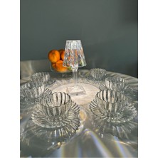 6 Kişilik Kristal Cam Çerez ve Tatlı Tabağı Seti, 12 Parça