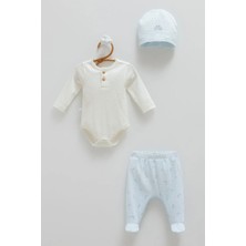 Caramell All Tıme Boy Body Pantolon Şapka Üçlü Set - Mavi - 62-68 cm Mavi