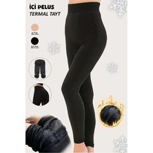 Tusebu Kadın Termal Peluş Içli Yüksek Bel Toparlayıcı Kışlık Tayt – Siyah