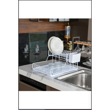 Paslanmaz Iki Katlı Tezgah Üstü Bulaşık Kurutma Sepeti