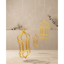 Merka Özel Tasarım 3 Boyutlu Geometrik Fener Seti - Ramazan ve Bayram Dekoru - 3 Adet