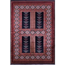 Quka Halı Afgan 110 Lacivert Kaymaz Tabanlı Yıkanabilir Afgan Halısı