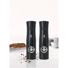 Portofino 2'li Pilli Tuz ve Karabiber Öğütücü Siyah