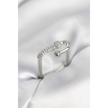 Nemere Gümüş Renk Zirkon Taşlı Tifani Model Kare Kadın Yüzük - TJ-BYK4002