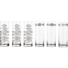 Altı Parçalı 200ML Gold Fish Raki Bardak Seti, Şık ve Zarif Tasarım