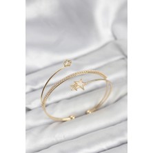 Sb Shopping Yıldızlı Model Pirinç Gold Renk Kadın Bileklik
