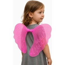 MiraLive Pembe Renk Ortası Pembe Tüylü Tül Peri Kanadı 40X50 cm