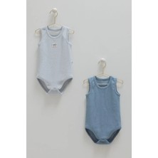 Caramell Basıc Kaşkorse Kolsuz Ikili Çıtçıtlı Body  - Mavi - 86-92 cm Mavi