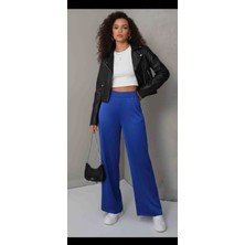 Modelist Örme Saten Parlak Kumaş Palazzo Pantolon