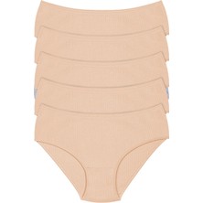 Tusebu 5'li Paket Ten Rengi Fitilli Kadın Slip Külot Iz Yapmayan Esnek Pamuklu Iç Çamaşırı