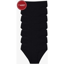 Tusebu 7'li Paket Kadın Pamuklu Slip Külot Siyah | Günlük Rahat Iç Çamaşırı