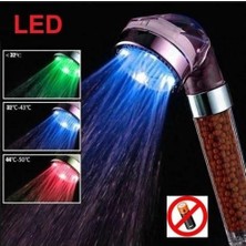 Derin Stok LED Işıklı Banyo Duş Başlığı Su Tasarruflu Duş Fıskiyesi -Pil Veya Elektrik Gerekmez.