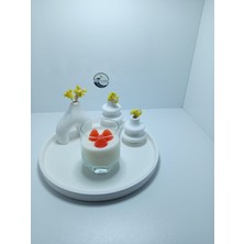 Deniz Kuzey Design Çilek Kokulu Cam Bardak Mum - Taş Tozu Saksılı Çilek Figürlü Dekoratif Mum (5 Parça)
