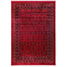 Quka Halı Afgan 114 Bordo Kaymaz Tabanlı Yıkanabilir Afgan Halısı