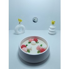 Deniz Kuzey Design Karamel Latte Kokulu Gül Mum - Taş Tozu Saksılı Dekoratif Mum