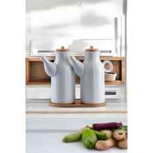 2'li 1 Lt Yağdanlık ve Bambu Altlık Zeytinyağı Sirkelik Seti