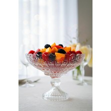 Kristal Cam Ayaklı Meyvelik ve Sunum Kasesi, 2l, Şık Sofra Dekorasyonu