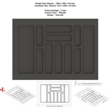 Genis Çekmece Içi Kaşıklık ve Organizatör, 69X49 Cm, Antrasit