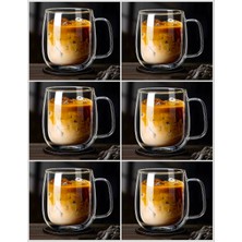 6'lı Çift Cidarlı Kahve ve Çay Kupası Seti, 250 Ml, Şık ve Dayanıklı