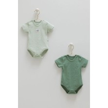 Caramell Basıc Kaşkorse Yarım Kol Ikili Body - Yeşil - 68-74 cm Yeşil