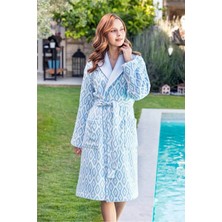 Tusebu Özdilek Kadın Şalyaka Desenli Bornoz M Beden – Mavi