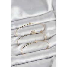 Sb Shopping Zirkon Taşlı Kutup Yıldızı Model Gold Renk 3'lü Kadın Bileklik Kombini