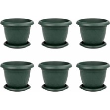 Omnipazar SO-D007 Damla Desen Tabaklı Saksı Takımı 8 Litre No:7 Yeşil 6 Adet