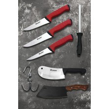 Sürmene Bıçakçı Hacı Ahmet Sürmene Kaydırmaz 7 Parça Her Şey Dahil Kasap Kurban Bıçak Seti