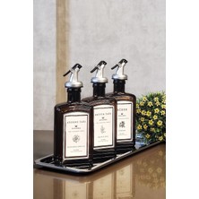 Çelik Standlı Amber Zeytinyağı ve Sıvıyağ Şişesi 3'lü Set