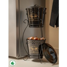 Iki Katlı Metal Patates ve Soğan Saklama Kabı, Şık ve Pratik Kullanım