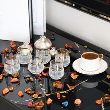 6 Kişilik Lav Altın Yaldız Cam Su Bardak Seti, Kahve Yanı ve Çeyizlik Takım