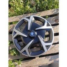 Yk Skoda Octavia / Fabia / Superb / Favorit / Rapid Uyumlu 15 Inç Jant Kapağı 4'lü Takım Amblem Hediyeli