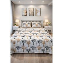 Tekstil Vagonu Çift Kişilik Lastikli Nevresim Takımı 4 Yastık Kılıflı Yumuşak Dokulu