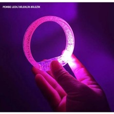 MiraLive Pembe LED Işıklı Baskı Yapılabilen Pilli Bileklik Bilezik 1,5 cm Genişlik