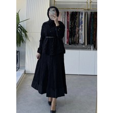 Misswhence 39306 Delik Işi Poplin Detaylı Takım Siyah