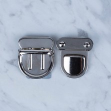 Nemere Loren Metal Çanta Kilidi Büyük Gümüş