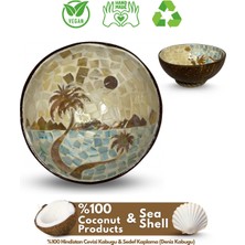 Doğal Sedef Kaplama Hindistan Cevizi Kase ve Altlığı Seti