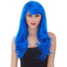 AyrStore Mavi Renk Uzun Dalgalı Parti Peruğu