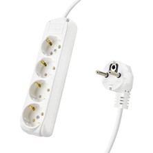 AyrStore Topraklı Uzatma Kablosu 4 Priz 3 M - Beyaz 9240102